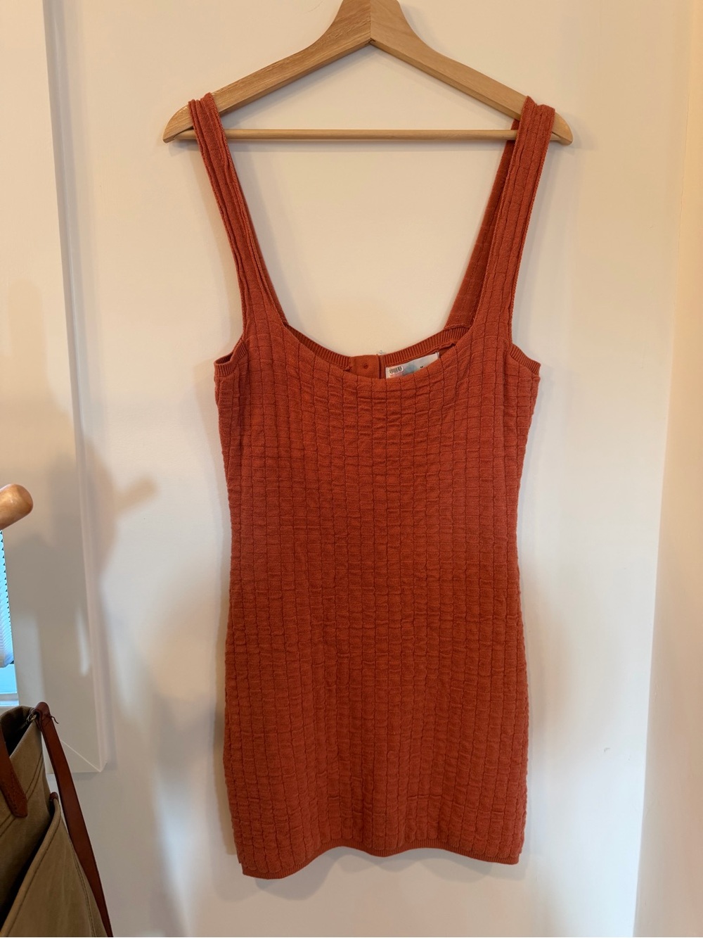 Sleeveless Knit Mini Dress in Rust with Button Front - Picture 5 of 5